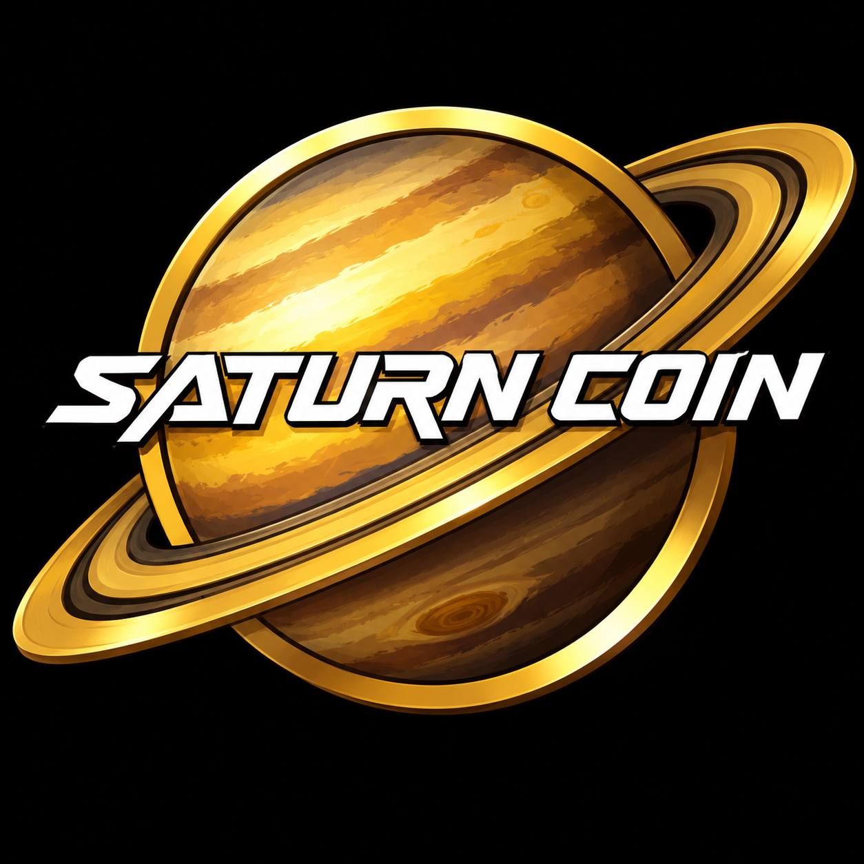 Saturn Coin logo: a gold ringed planet with the words Saturn Coin